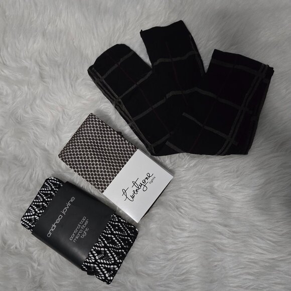 NEW Black Textured Tights Bundle: Twenty-one, Worthington, Andrea Jovine, M/L - Picture 1 of 5